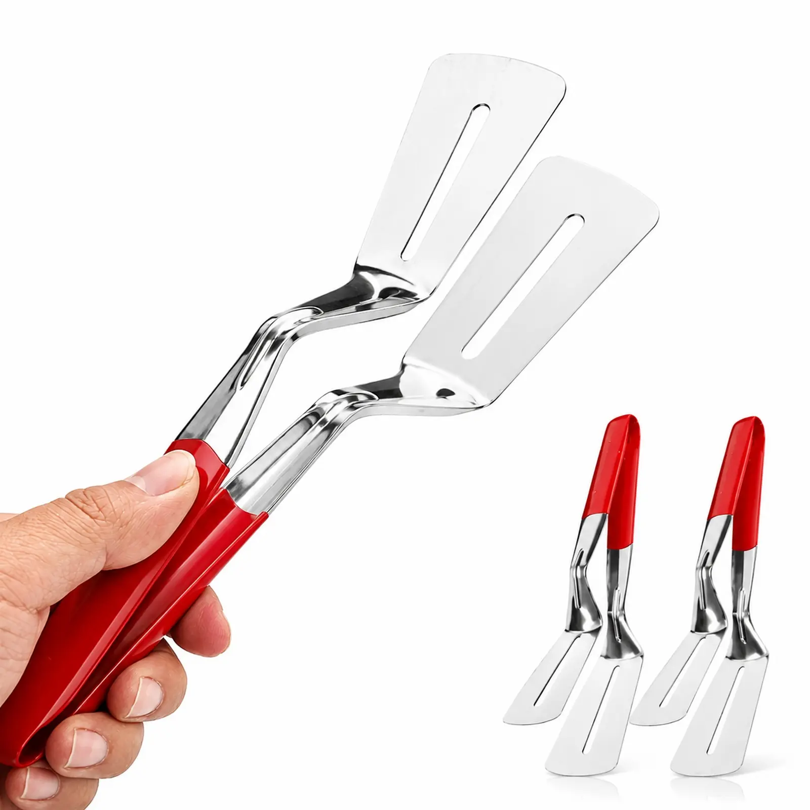 Stainless Steel Kitchen Spatula Tongs, Multi‑Functional Cooking Clamp for Flipping Steak Bread BBQ