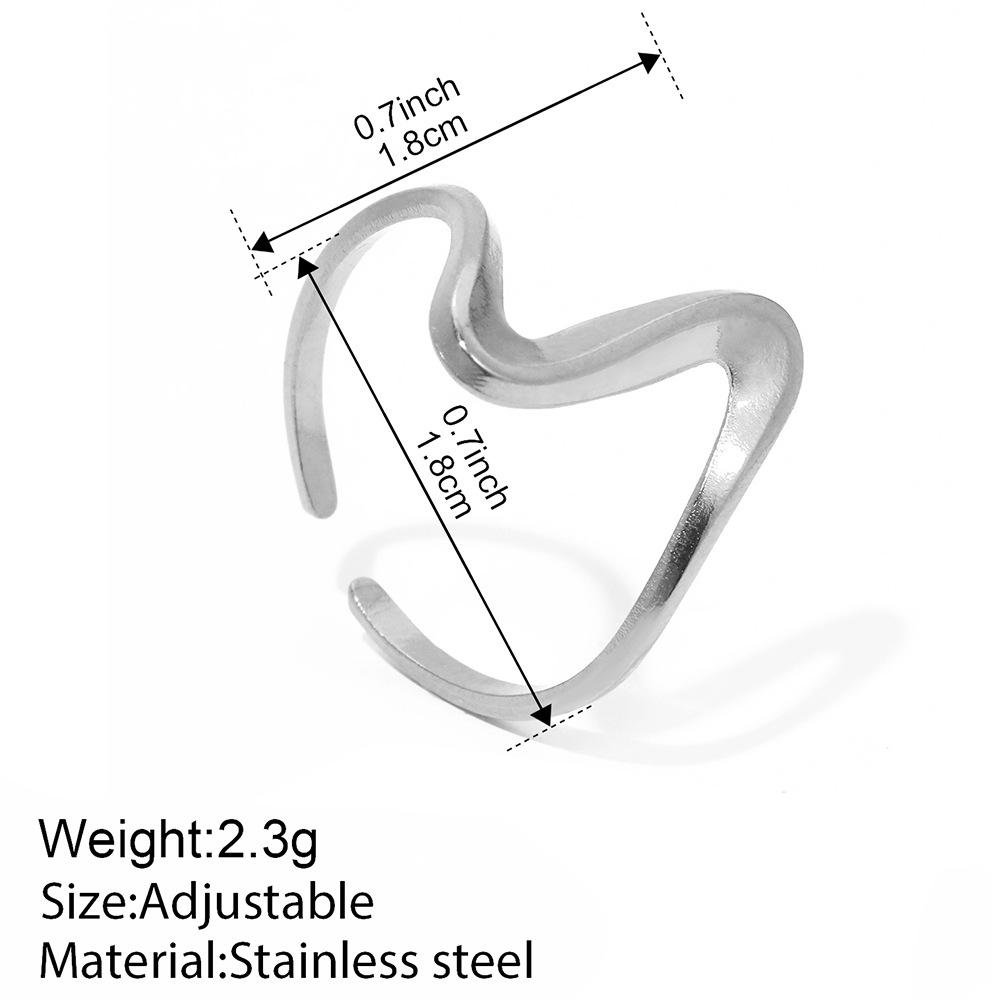 Fashionable stainless steel trendy lines ring - simple style, small and exquisite, with adjustable opening, irregular design ring