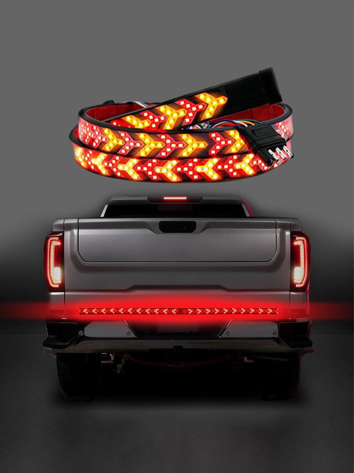 Fishbone-Shaped LED Tailgate Light Bar, 60-Inch LED Tailgate Lights, Brake, Running & Sequential Turn Signals, for Trucks, Pickups, Suvs, Rvs
