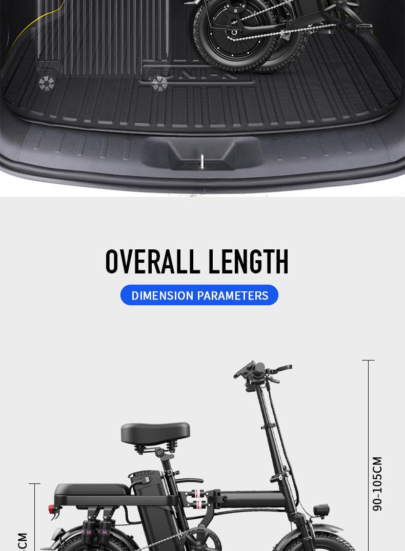 Adult Electric Bicycles 500W Peak Power Foldable with Detachable Batteries 20mph Commuter 48V15AH 60KM Range High-Strength Front Loading Frame Flat Pedals