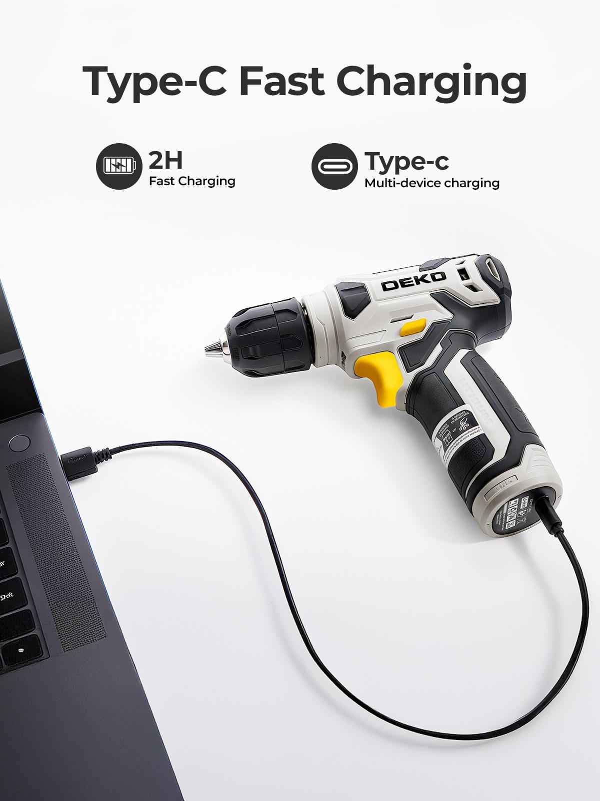 DEKOPRO 126-Piece 8V Cordless Drill Driver and  Tool Set, All-in-One Portable Repair Tool Kit, Professional Household Basic Hand Repair Tool Set