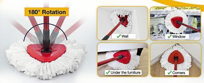 【Summer  Vibes】Spin Mop Replacement Heads Compatible with Oceda EasyWring 1-Tank System, 30-58" Mop Handle,Scrub Brush and Base Combo Set,Mop Refills Easy to Replace and Cleaning,graduation gifts,class of 2026 gifts,household essentials