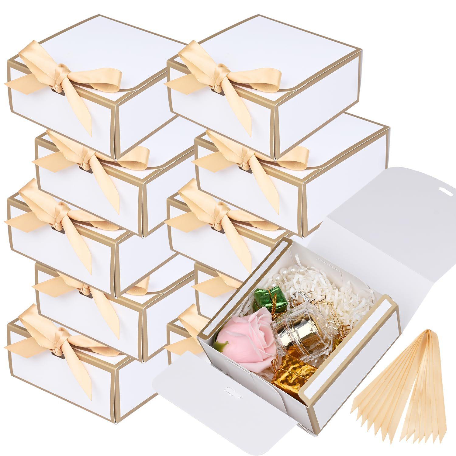 Gift Box Set With Lids, Deluxe Black Gift Box With Ribbon, Proposal Boxes, Best Man Proposal Boxes, Bridesmaid Boxes, Chocolate Candy Boxes For Graduation Gifts. Gift Boxes With Bow Ribbon Packaging Suitable For Weddings, Engagements, Birthday