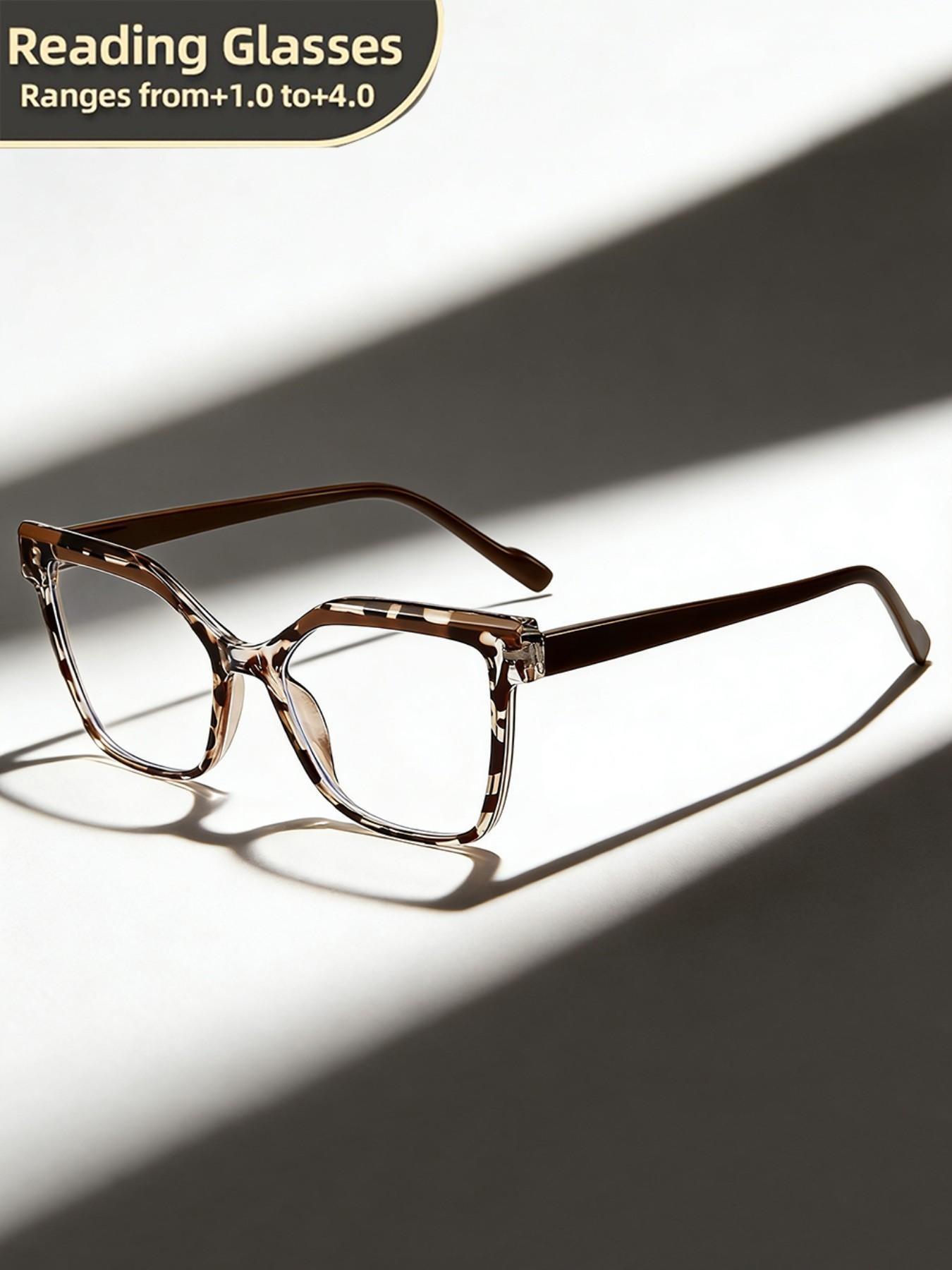 Reading Glasses with Metal Hinge - Minimalist Color Block Design, Fashion Presbyopic Eyewear +1.0 to +4.0