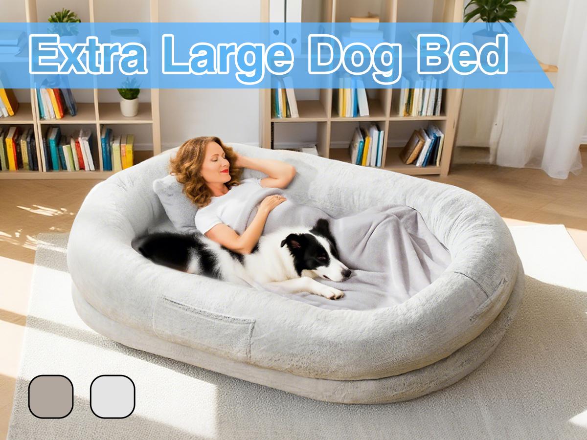 Cozy XL Human Dog Bed for Adults & Pets – Faux Fur Lounger with Pillow & Blanket, Washable Orthopedic Sofa for Deep Sleep & Relaxation – Perfect Gift for Pet Lovers tictok  shop contemporary easy care s greensboro furniture Coachella-mothersdaygift tiktok