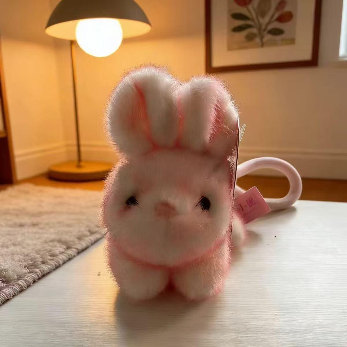 Plush Bunny Keychain, Soft Plush Rabbit Toy, Car Key Ring, Backpack Charm, Girl's Gift, Adorable Stuffed Animal Accessory