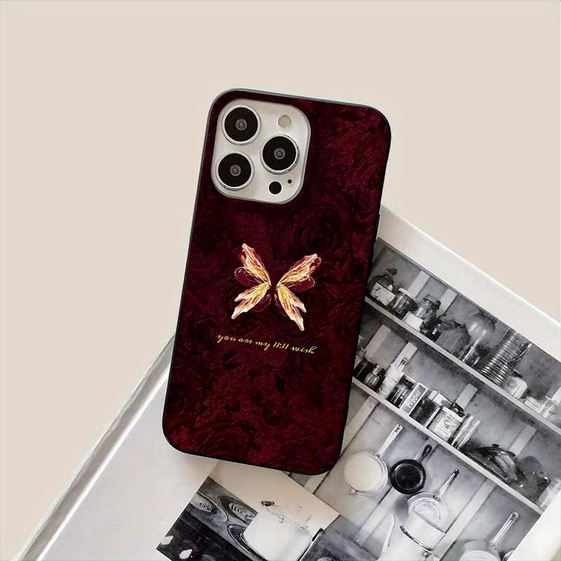 Liquid Large Hole Style Background Wing Pattern Shockproof Phone Case Cover for iPhone 15/15 Plus/15 Pro/15 Pro Max/11-16 Promax