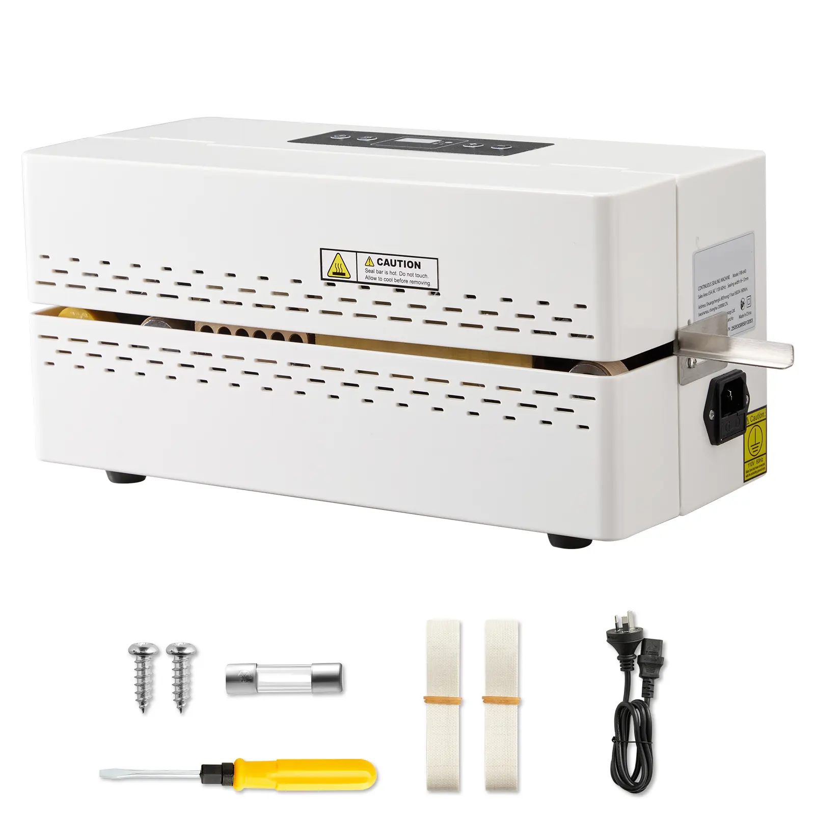 Continuous Sealing Machine, 0.32-0.47 in Seal Width, Automatic Continuous Band Sealer with Digital Temperature Control, Automatic Shutdown, Heat Sealing Machine for 0.002-0.0.008 in Plastic Bags