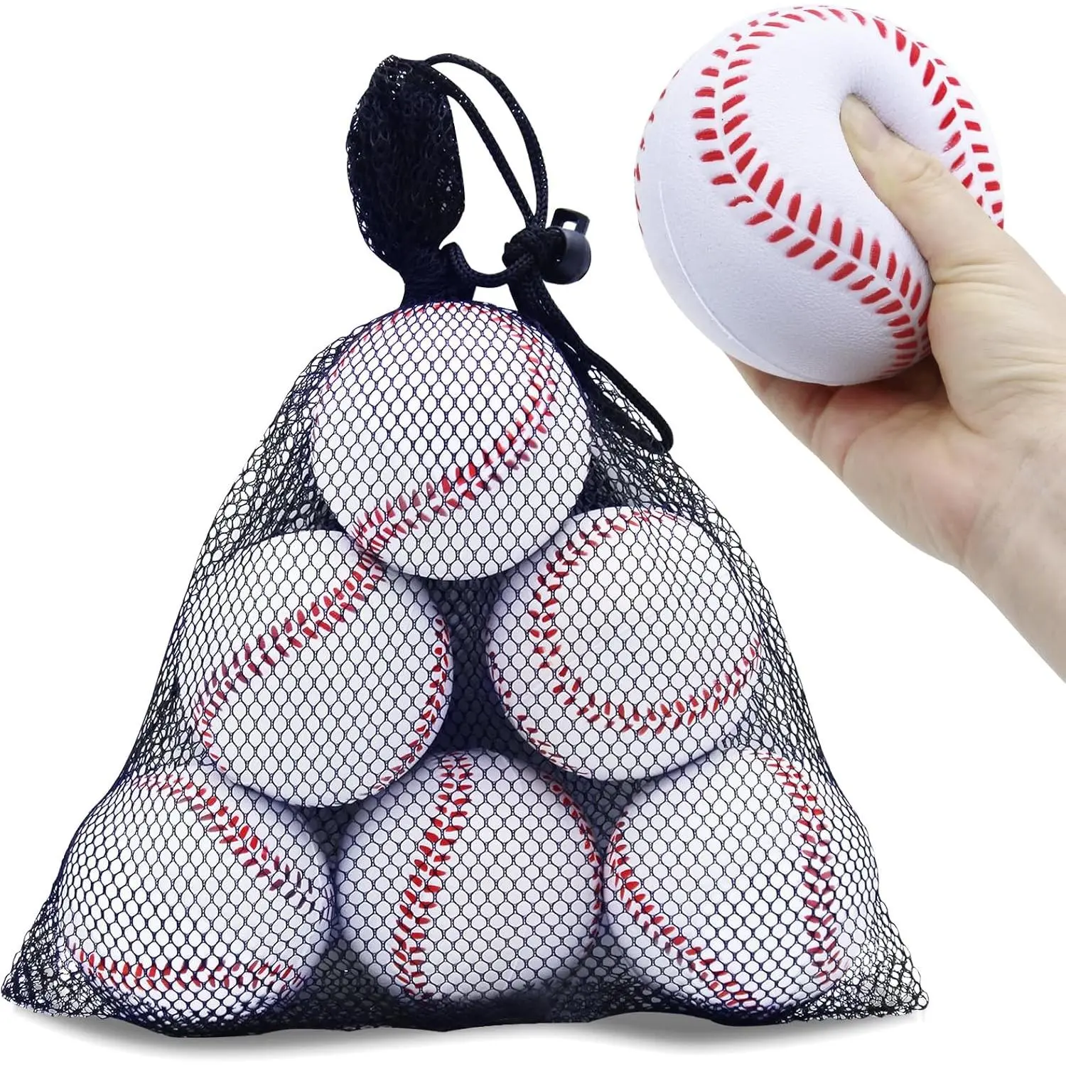 Foam Baseballs,6/20/40/60 Pack Practice Training Baseballs With a Mesh Bag for Easy Transport,Unmarked Practice Baseball for Hitting, Soft Toss, Batting, Fielding,Pitching