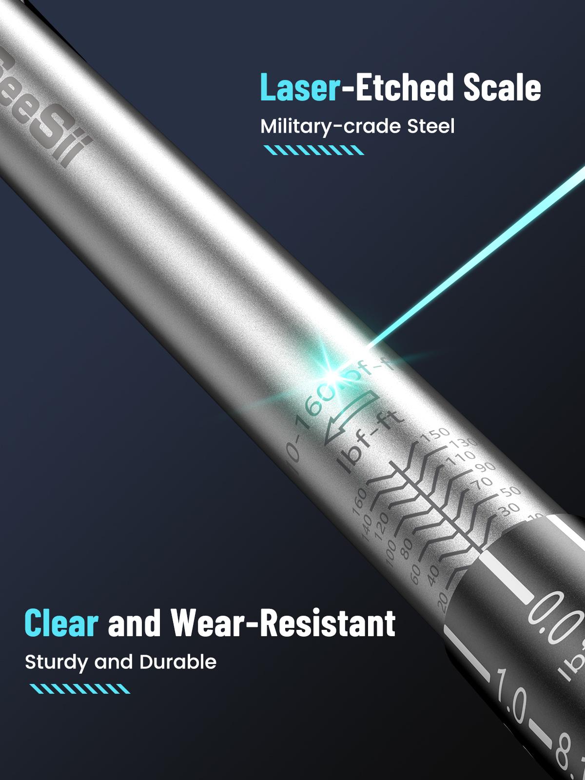 Seesii 1/4 3/8 1/2-inch Drive Click Torque Wrench Set - 8Pcs, Ultra-Precise ±3% Accuracy, 72-Tooth Dual Scale for Bike/Moto/Car Repair, Multi-functional Torque Wrench 45-221in.lb, 7-45ft.lb, 30-160ft.lb with Adapters, CH450 Black Friday Deals