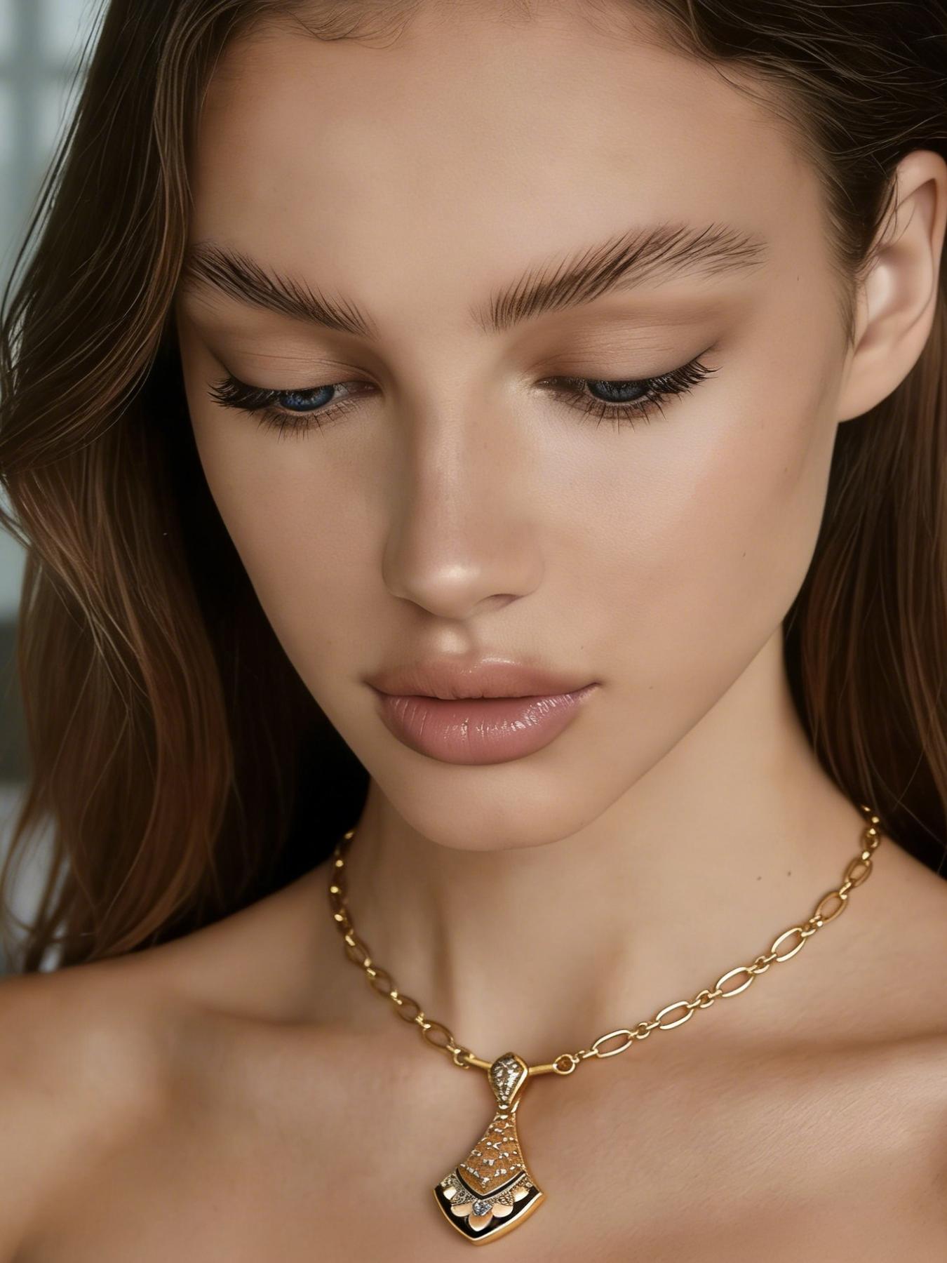 A vintage and elegant diamond necklace with a fan-shaped outline that outlines an elegant curve, complementing the broken diamonds. It is suitable for daily commuting, vacation and dating, and is also a surprising and exquisite small gift.