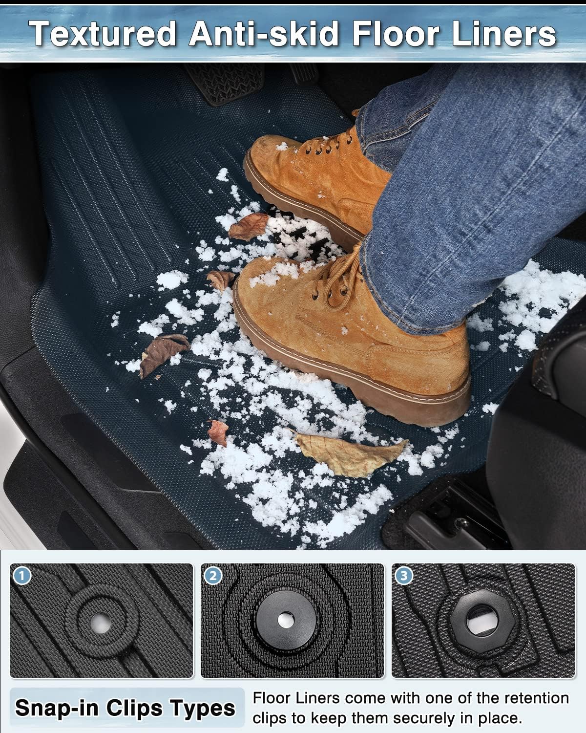 Canvcle TPE Floor Mats for Toyota Corolla 2014-2019 All Weather Guard Liner Non-Slip Black Car Interior Kit Accessories Sedan Only