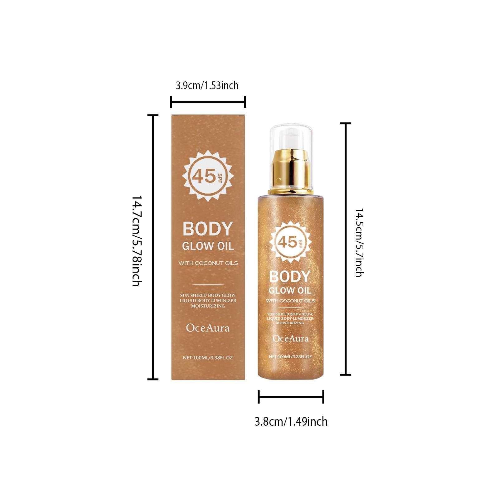 OceAura Coconut Shimmer Protective Body Oil, SPF Sun Protection, Sunscreen Body Oil, Hydrating Moisturizing Body Oils Non-Greasy Shiny Glow Skin Oil for Outdoor Beach Daily Care