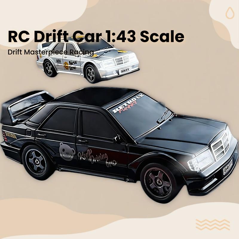 Classic Old Car Style RC Drift Car, RC Model Car, 1:43 Scale, 2.4g Wireless Remote Control, LED Lights, Type-C Charging, 30-Minute Battery Life