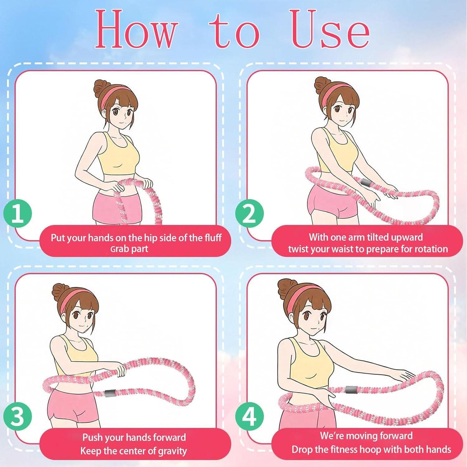 3.3 lbs soft spring weighted fitness hoop for adults, designed for core muscle training and core workouts. Portable slimming fitness equipment suitable for adults' at-home core training.