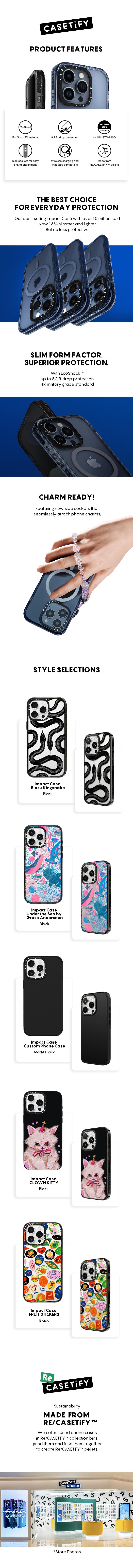 CASETiFY Impact Case for iPhone 16/15/14 Series [4X Military Grade Drop Tested / 8.2ft Drop Protection] - Black