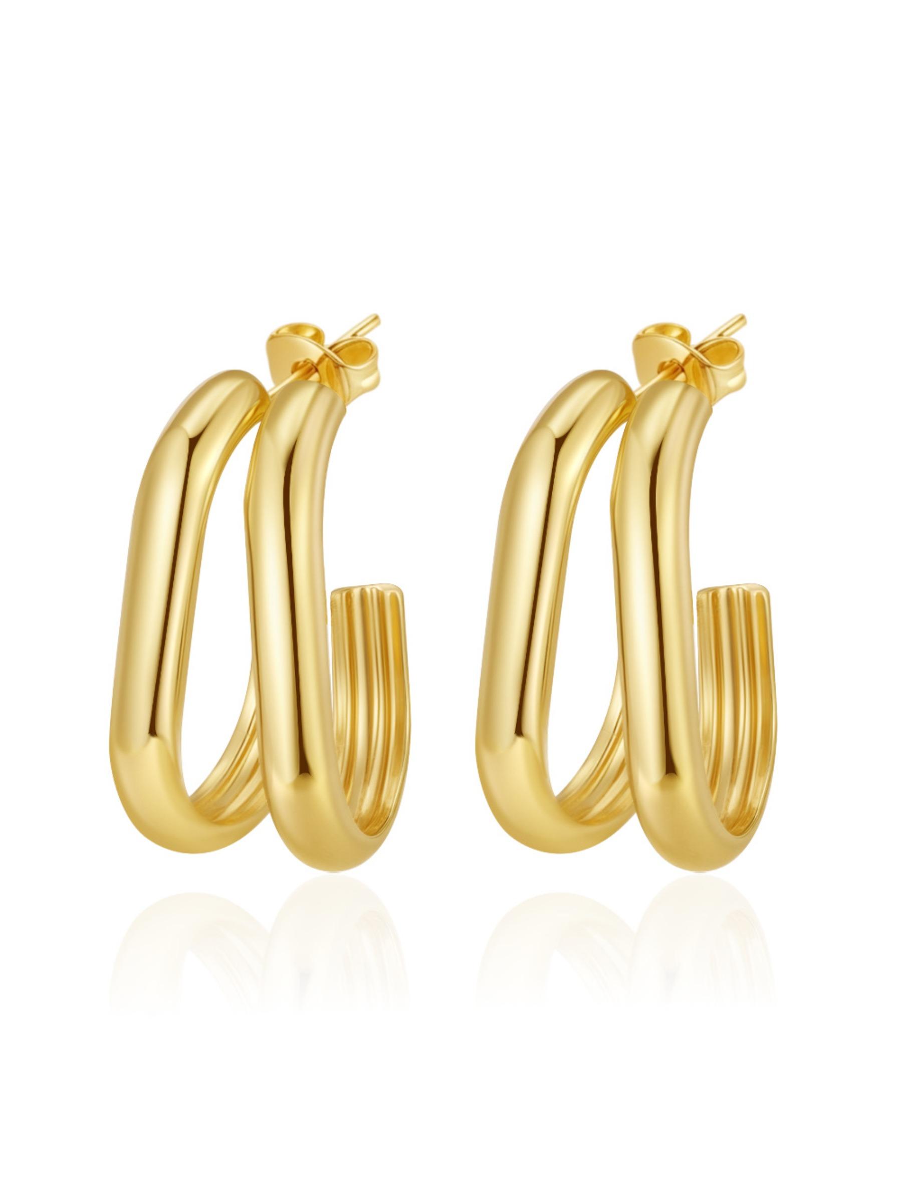 Best-selling European and American stainless steel earrings, light luxury, high-end sense, versatile design, niche titanium steel U-shaped stud earrings