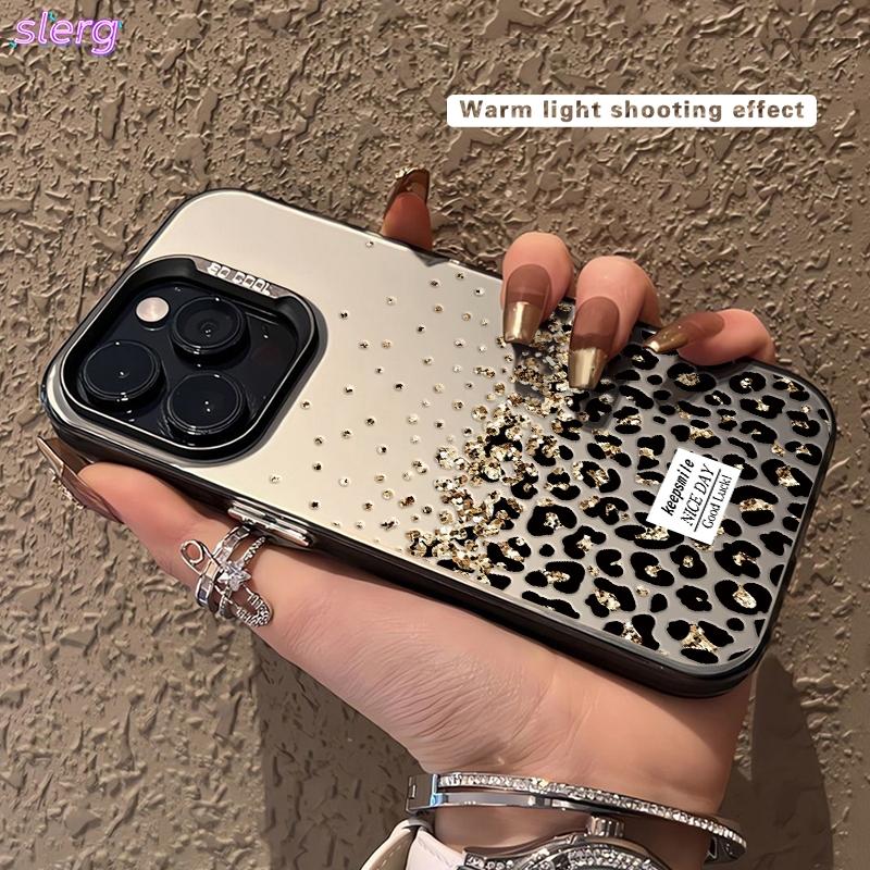 Gradient Gold Foil Leopard Print iPhone Case, Full Protection Anti-Drop Scratch-Resistant, for Apple 17/16/15/14/13/12/11 Pro Max