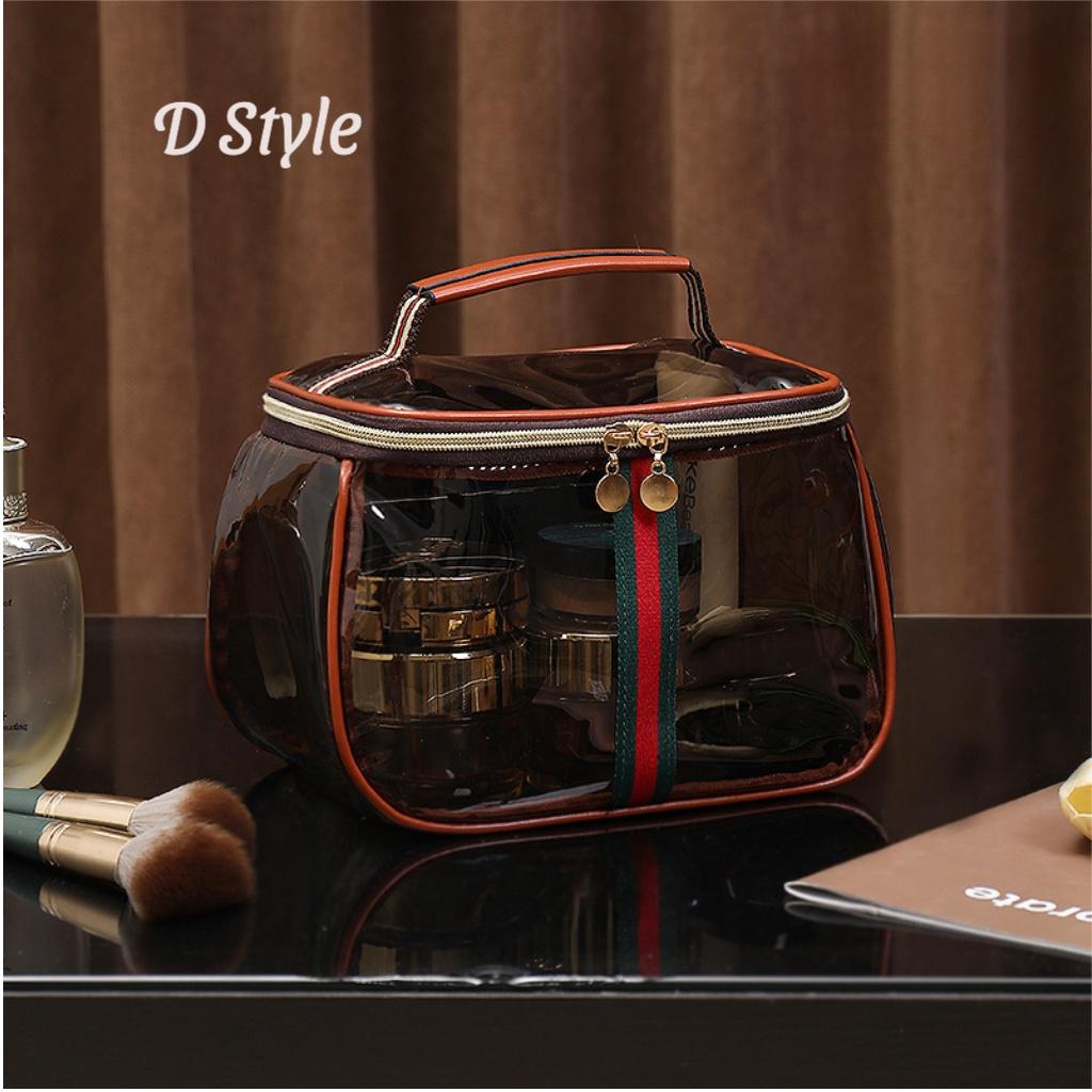 Vintage Luxury 1/6 Counts Large Capacity Transparent Makeup Bag Portable Cosmetic Storage for Toiletries & Cosmetics Multi-Functional Tote Travel Organizer