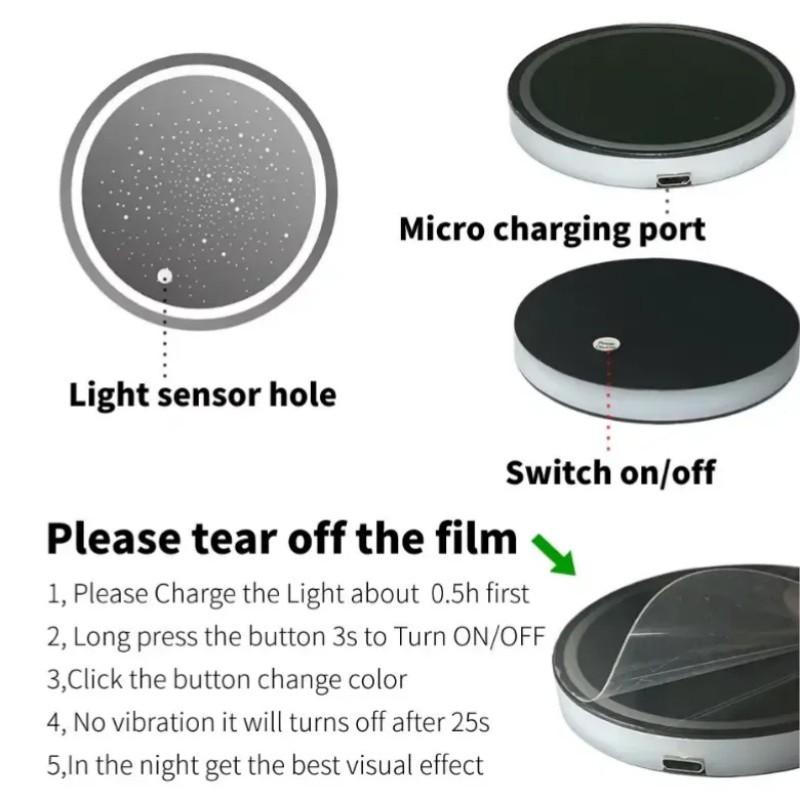 LED Cup Holder Light USB Rechargeable, 7 Color Changing Glow Interior Car Accessory, Non-Slip Cup Tray Ambient Lamp, Teenage Car Parts