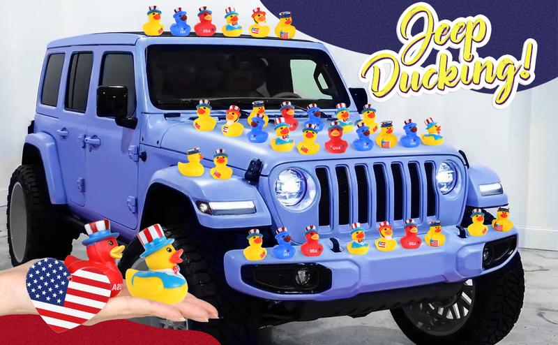 24 Pcs Patriotic Rubber Ducks, 4th of July Ducks for Ducking, Bulk Ducks for Jeeps Fourth of July Independence Day Gifts Party Favors Bath Water Pool Toys Birthday Gifts Classroom Prizes for Kids