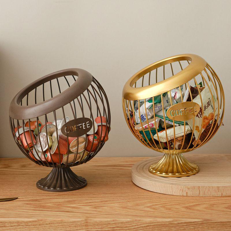 Metal Fruit Basket Geometric Design Snack Candy Dish Creative Bowl Modern Decorative Plate for Home Office Gift