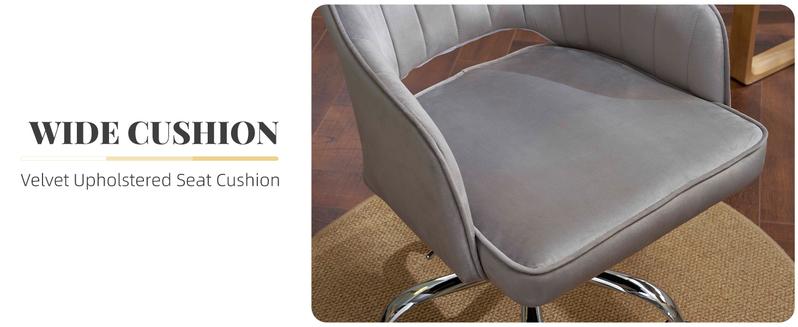 MOJAY Velvet Office Swivel Chair, Criss Cross Chair, Vanity Fabric Desk Pretty Fancy Gold Office Chairs for Girls, 360°Swivel Height Adjustable Reception Chair