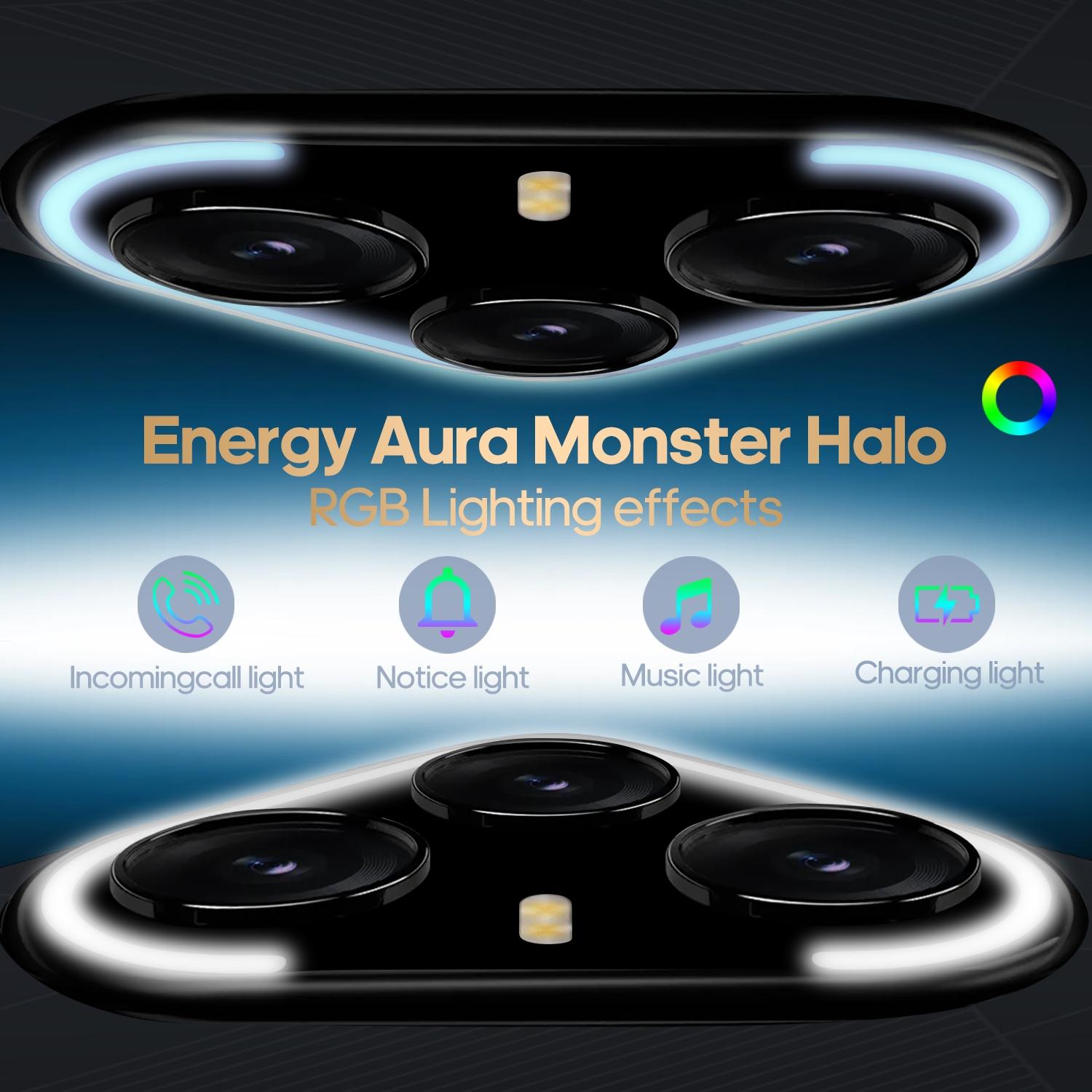 FUFFi-LED Glowing Phone, 6.67 Inch Display, 5+16mp Camera, 4+32GB Memory, 4400mah Battery, Android 12.0, Dual Sim 4g Smartphone