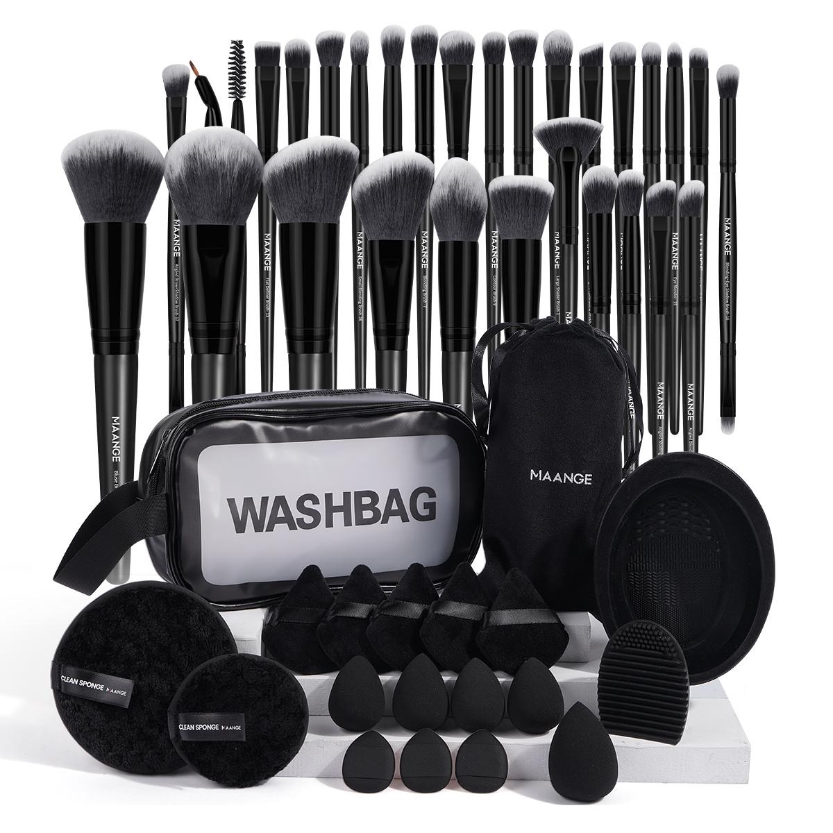 MAANGE Makeup Brush Set, 27/49pcs/set Makeup Tool Set Including Soft Brushes, Beauty Sponges, Powder Puffs, Brush Cleaner Mat, Bag and, Multifunctional Makeup Kit for Beginners, with Makeup Travel Bag