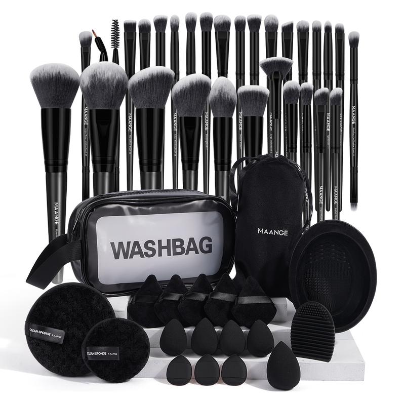 MAANGE Makeup Brush Set, 27/49pcs/set Makeup Tool Set Including Soft Brushes, Beauty Sponges, Powder Puffs, Brush Cleaner Mat, Bag and Makeup Accessories Organizer, Multifunctional Makeup Kit for Beginners