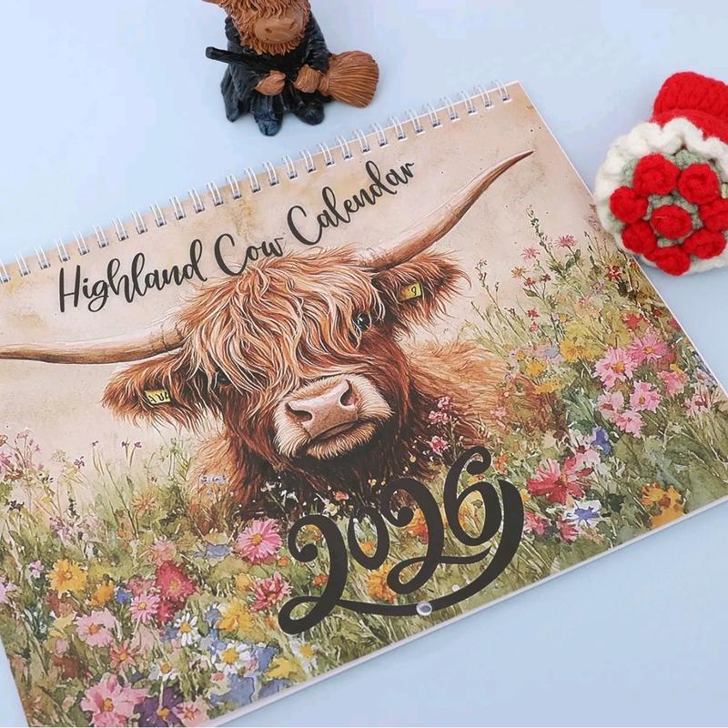 2026 Highland Cow Calendar, Desktop Calendar, Tear Off Calendar, Elegant Home Wall Art, Daily Schedule Planner, Perfect New Year Gift Idea