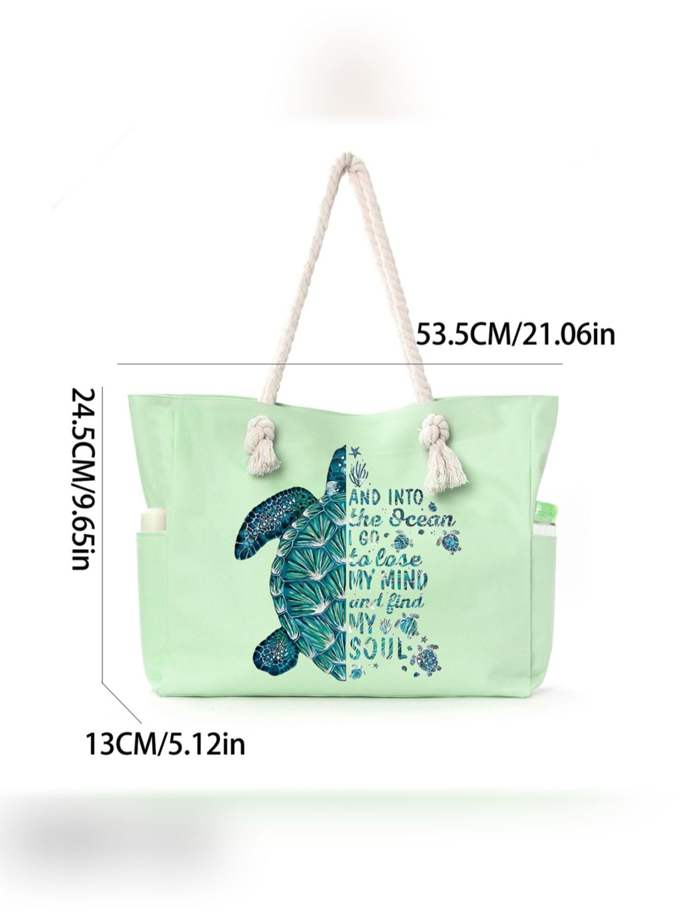 Large Capacity Turtle Beach Bag for Women, Casual Crossbody Backpack, Simple and Versatile Canvas Storage Bag, Ideal for Daily Use and Travel