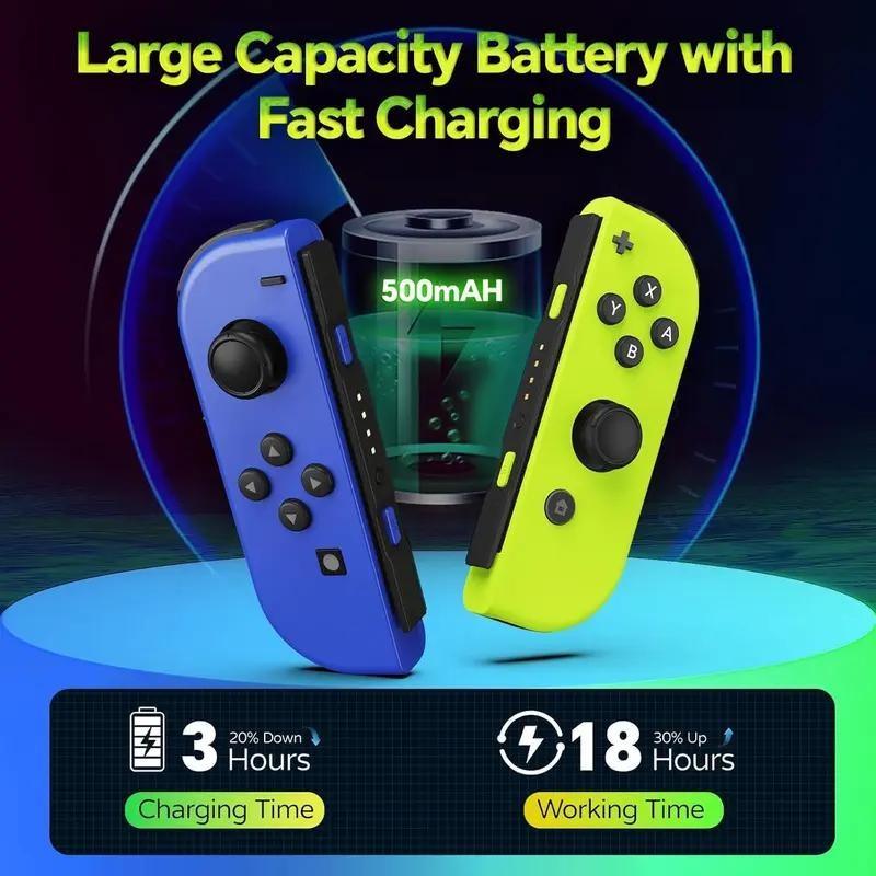 Wireless Controller for Game Handheld, Compatible with Switch Lite Oled, Dual Vibration Function, Cool Replacement Accessory