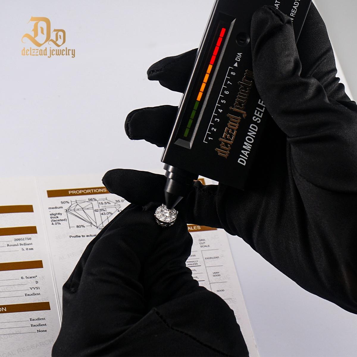 Delzzad Round Cluster Stud Earring Lab-Created Moissanite S925 Sterling Silver Perfect Birthday Mother’s Day Christmas Gift for Men Women Wedding Set