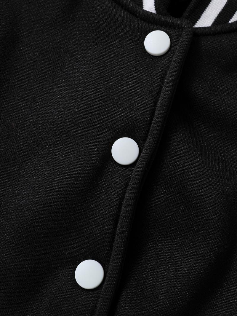 Girls Halloween Christmas Short Baseball Jacket, Teen Titans Jackets, Casual Sports School Uniform, Elastic Fabric, Youth Fashion, Fall Winter Outerwear