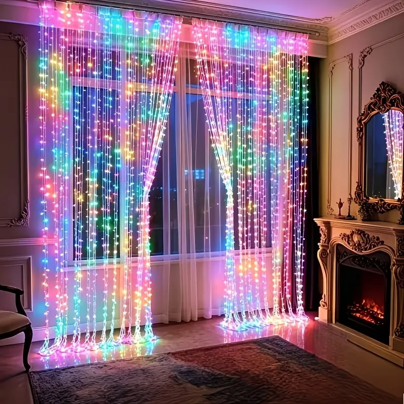 300 LED Curtain Fairy Lights with 10 Hooks, USB Powered Window String Lights with 8 Lighting Modes, Hanging Decorative Lights for Bedroom, Wedding, Party, Easter, Christmas and Home Decor