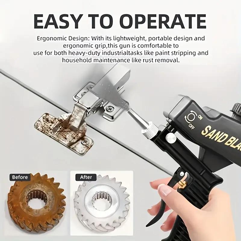 Portable Air-Powered Sandblaster, Mini Gravity-Driven Tool, Handheld Air Abrasion Machine, Connected to Compressor Portable Air-Powered Sandblaster, Mini Gravity-Driven Tool, Handheld Air Abrasion Machine, Connected to Compressor