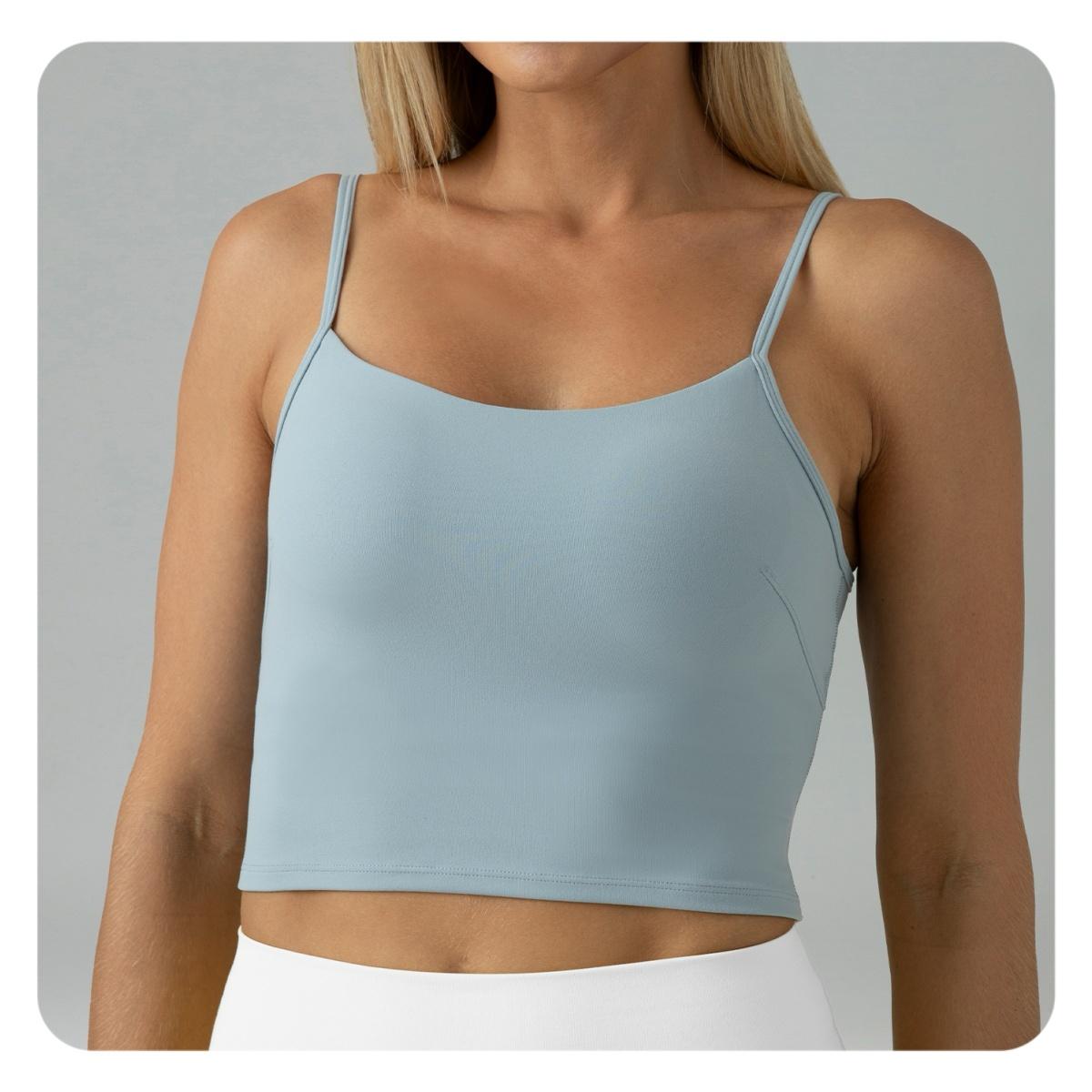 Colorfulkoala Women's Dreamlux Crop Tank Tops with Built in Bra Adjustable Workout Yoga Camisole