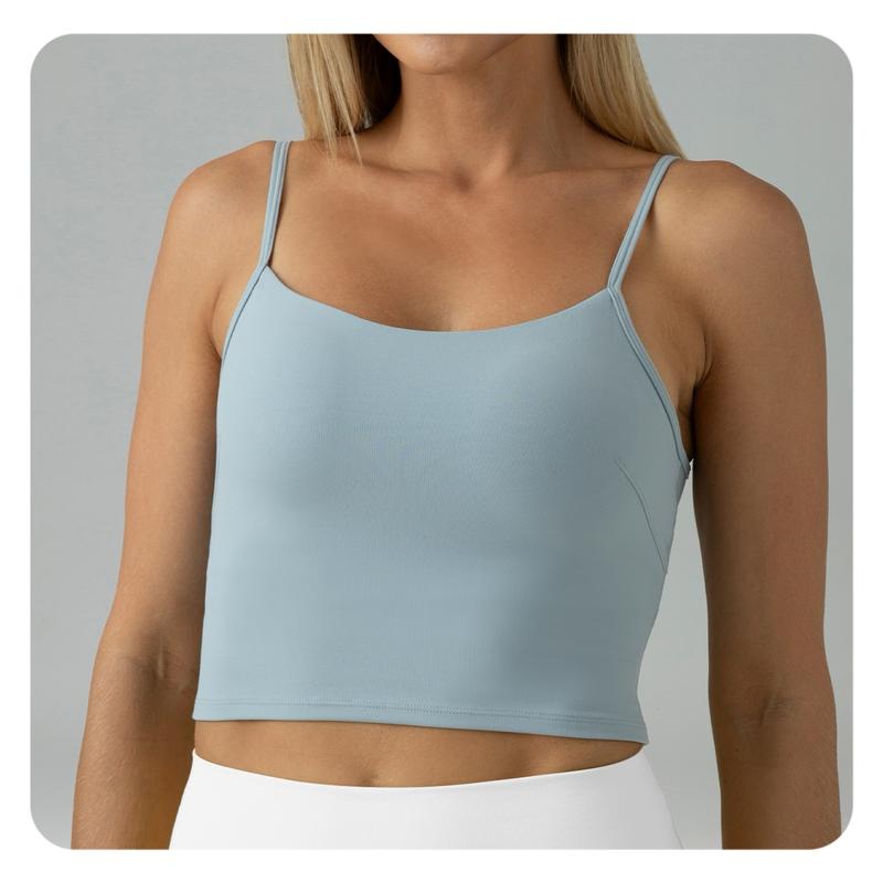 Colorfulkoala Women's Dreamlux Crop Tank Tops with Built in Bra Adjustable Workout Yoga Camisole