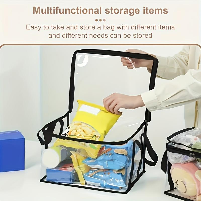 Transparent PVC Storage Bag – Large Capacity Handbag Organizer, Suitable for Clothes, Books, Dormitory Storage, Toys, Etc – Durable Black Decorative Multi-Functional Organizer with Handle