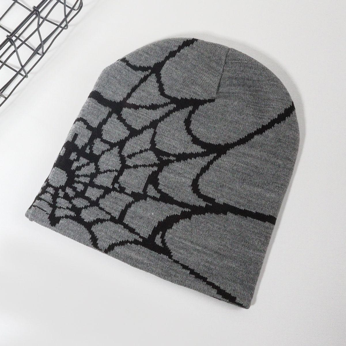 2026 New Spider Web Y2K Jacquard Knitted Beanie, European-American Trend Winter Hat, Sports & Outdoor Accessories for Women, Beanies