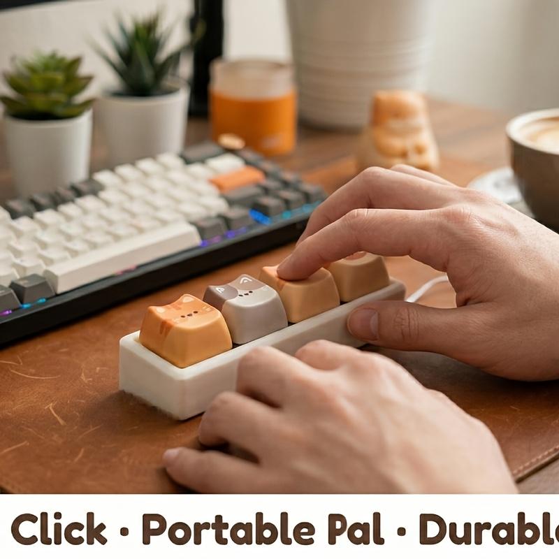 Cute Cat 4-in-1 Keyboard Button Keychain (Keycaps Random)