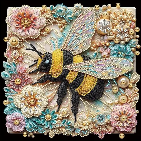 Bee Pattern DIY Diamond Art Painting Kit without Frame, DIY 5D Diamond Arts Painting Kit Wall Art Decor for Home Living Room Bedroom DIY Kits