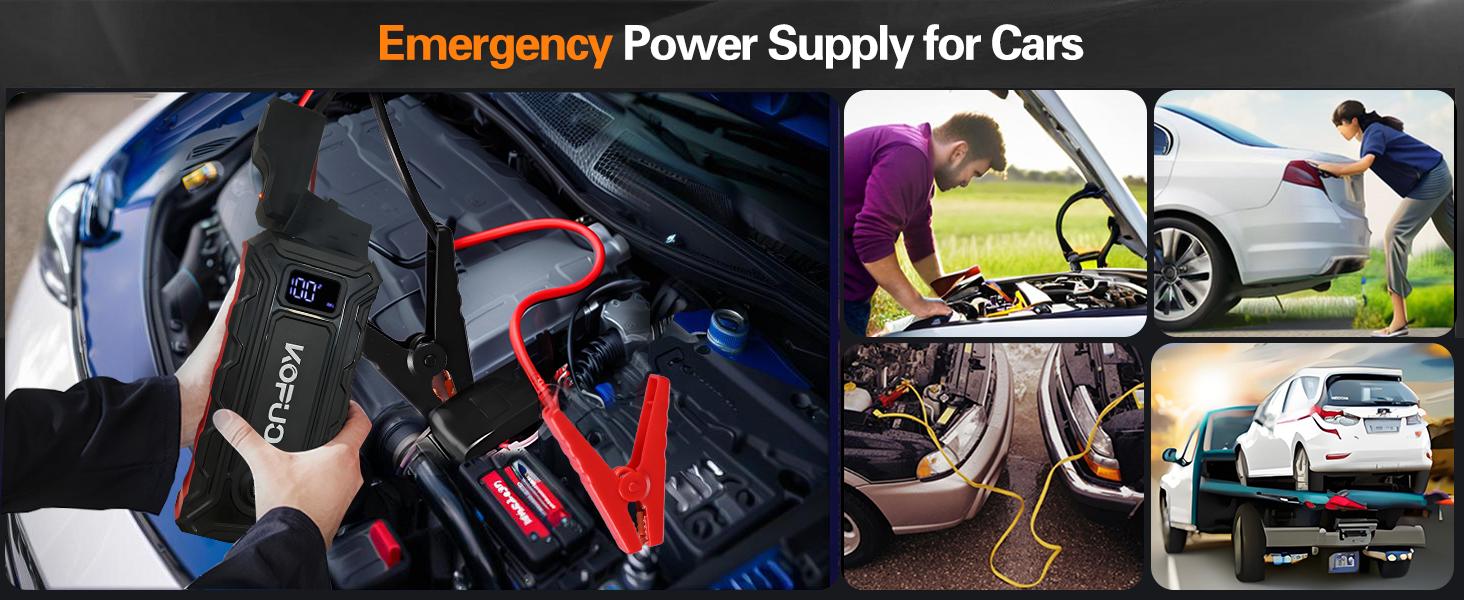 KOPUO 12V 3000A Portable Multifunctional Car Jump Starter with Smart Clamp & International Warranty Perfect for Urban Commuters and Outdoor Adventurers StarterBattery Pack - Vehicle Truck battery jump pack