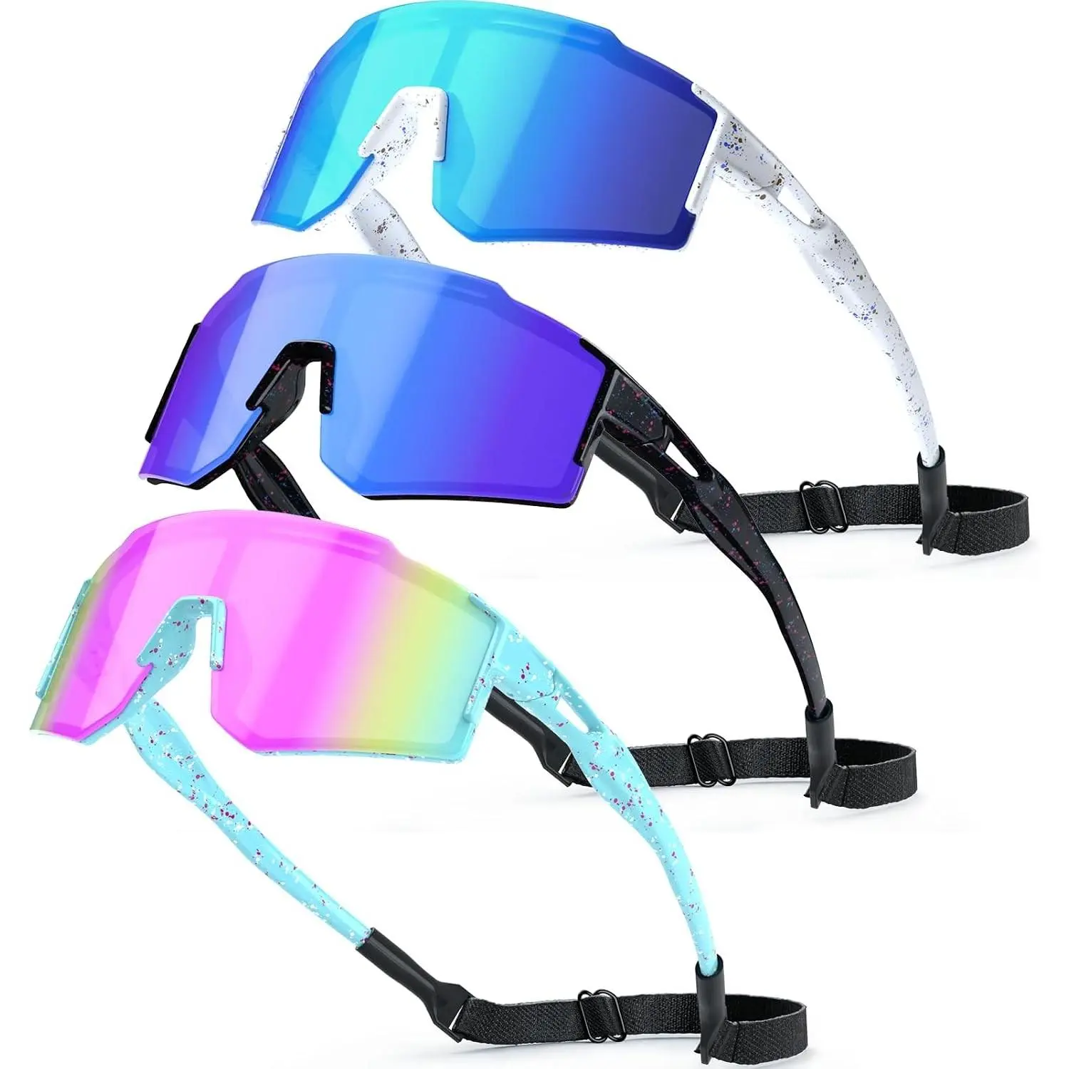3-Pack Kids Sports Sunglasses UV400 Protection Youth Baseball Glasses for Boys Girls Age 6-14, Softball Cycling GogglesGift