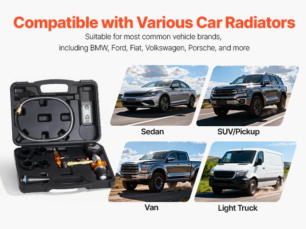 summervibes VEVOR Radiator Vacuum Refill Kit, Automotives Cooling System Vacuum Purge Fill Tool with Gauge, Portable Radiator Coolant Filling Kit with Toolbox, Universal Fit for Most Cars Vans SUVs and Trucks