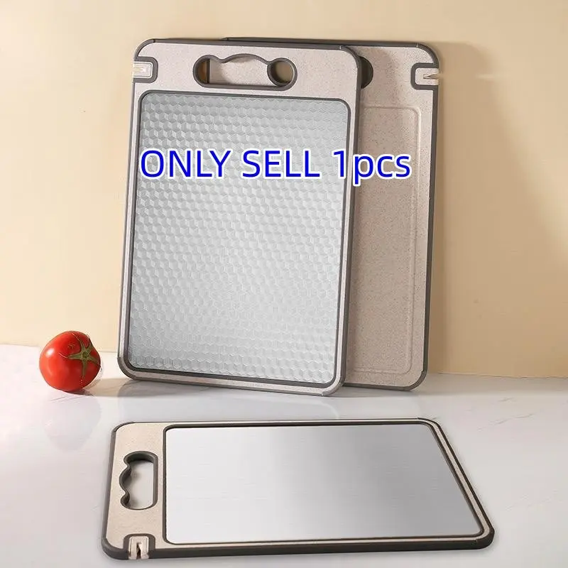 Stainless Steel Cutting Board, Modern Cutting Board, Durable Cutting Boards, 1 Count Double Sided Non-slip Chopping Board with Juice Groove, Kitchen Cooking Accessories, Kitchen Gadgets