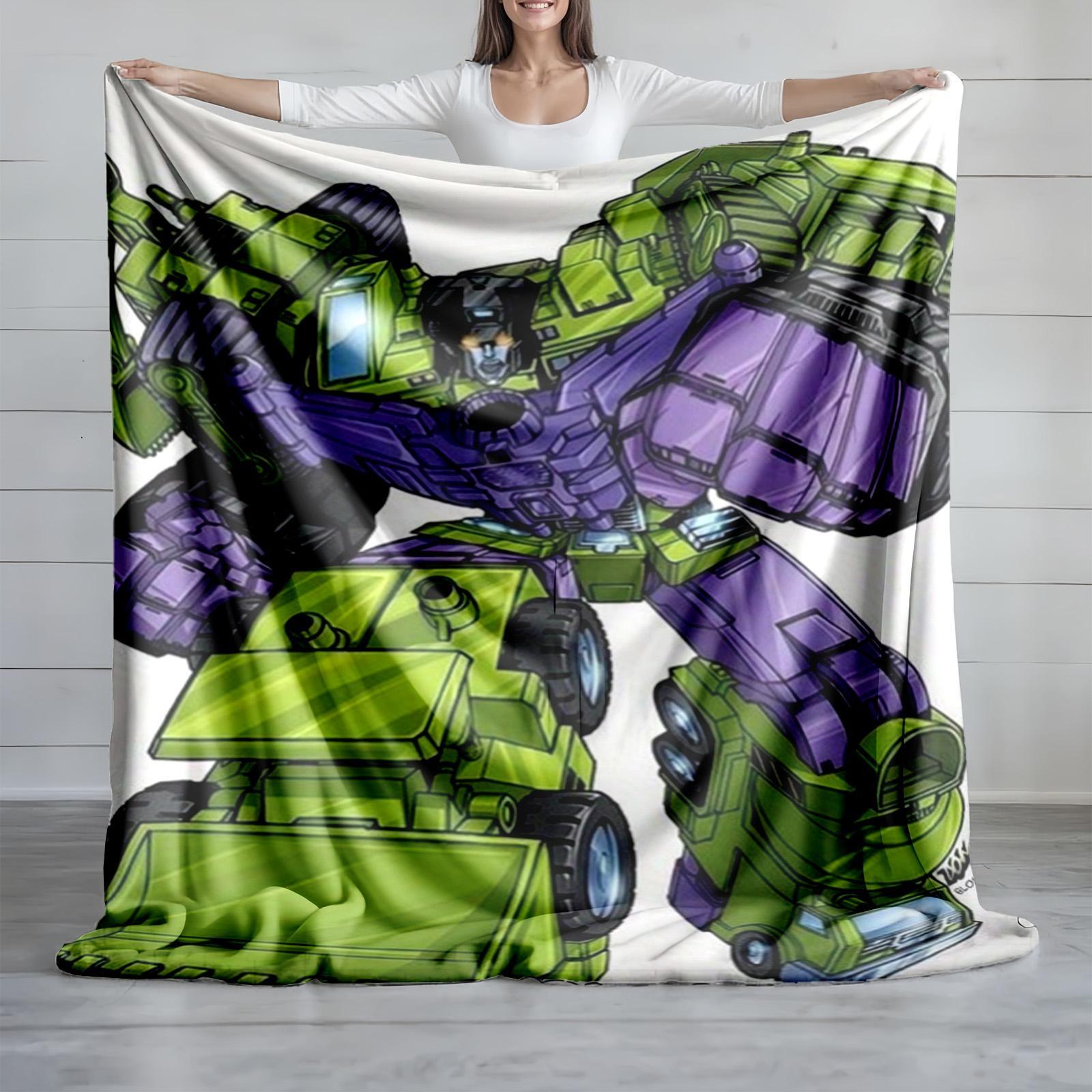 1 piece Transformers: Devastator themed flannel blanket - All-season flannel blanket, suitable for sofas and beds, super soft and comfortable, modern design style, digitally printed pattern, 100% polyester material, machine washable, suitable for