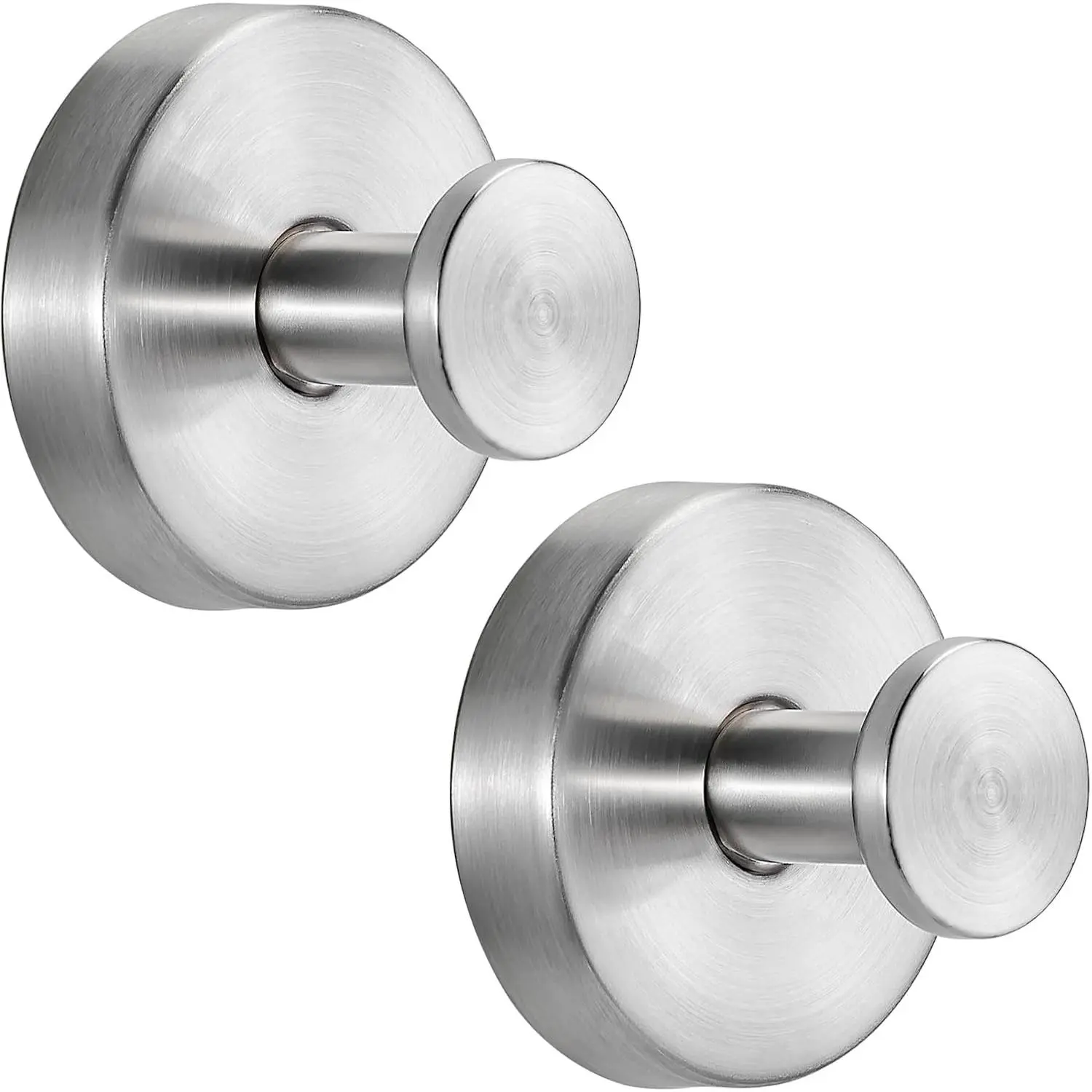 Suction Cup Hooks for Shower No-Drill Bathroom Hooks for Towels, Robes, Loofah Mountable on Bathroom Walls, Kitchen, Glass, Mirrors, Tile and Smooth,Non-Porous Surfaces (2, Brushed Nickel)