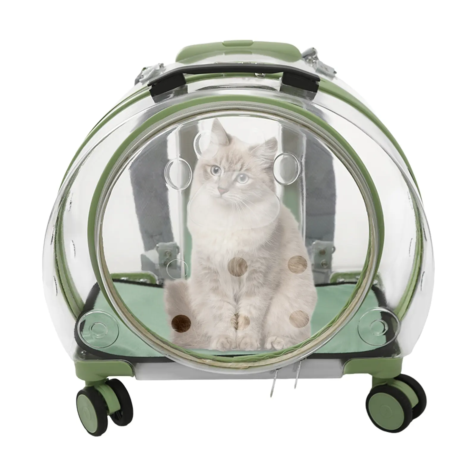Rolling Cat Carrier With Wheels And Telescopic Handle 40x27x45cm For Cats Up To 9kg Travel And Vet Visits